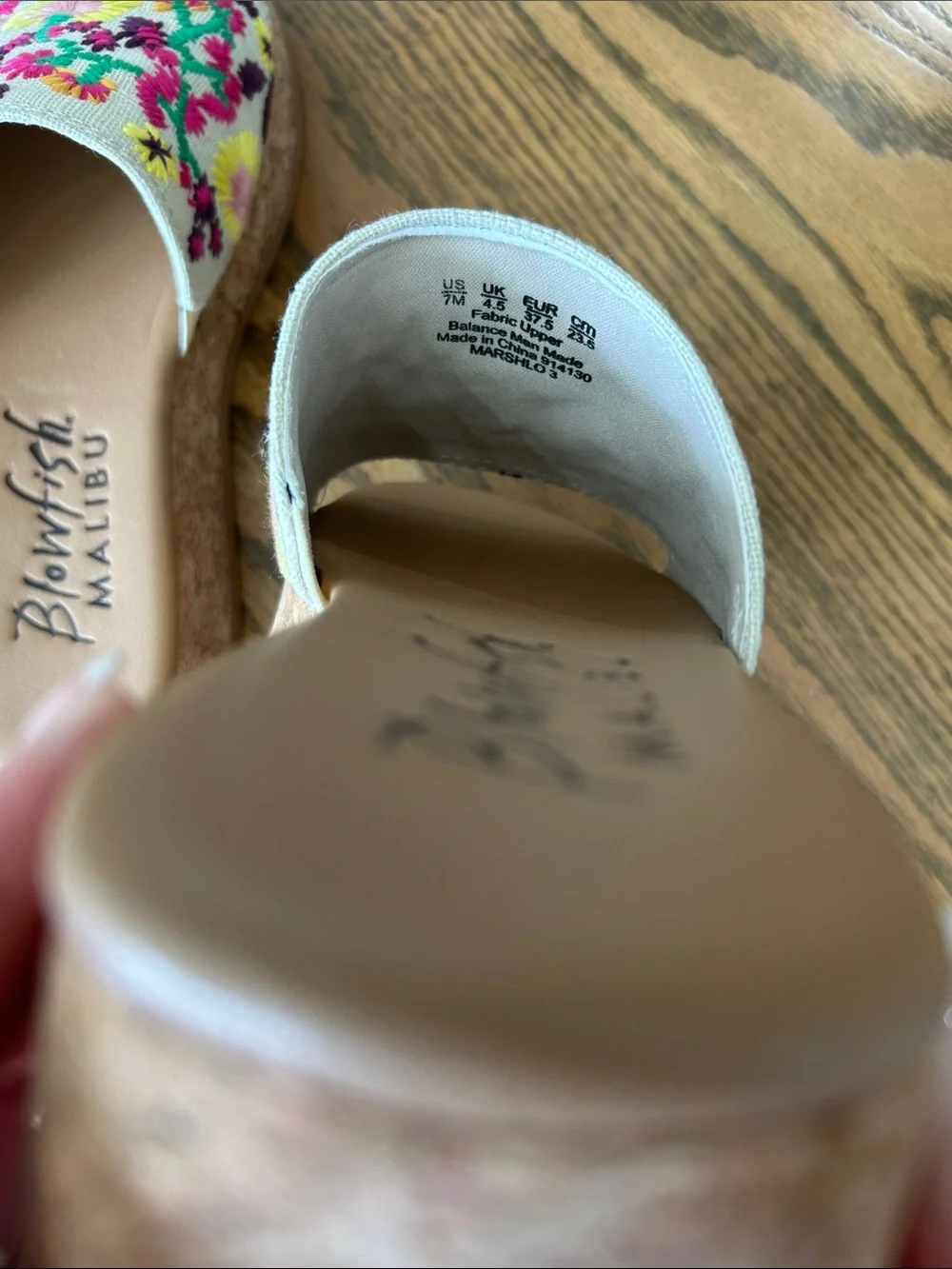 Blowfish Malibu Marshlo Wedge Embroidered Floral Platform Slide, size 7, NIB